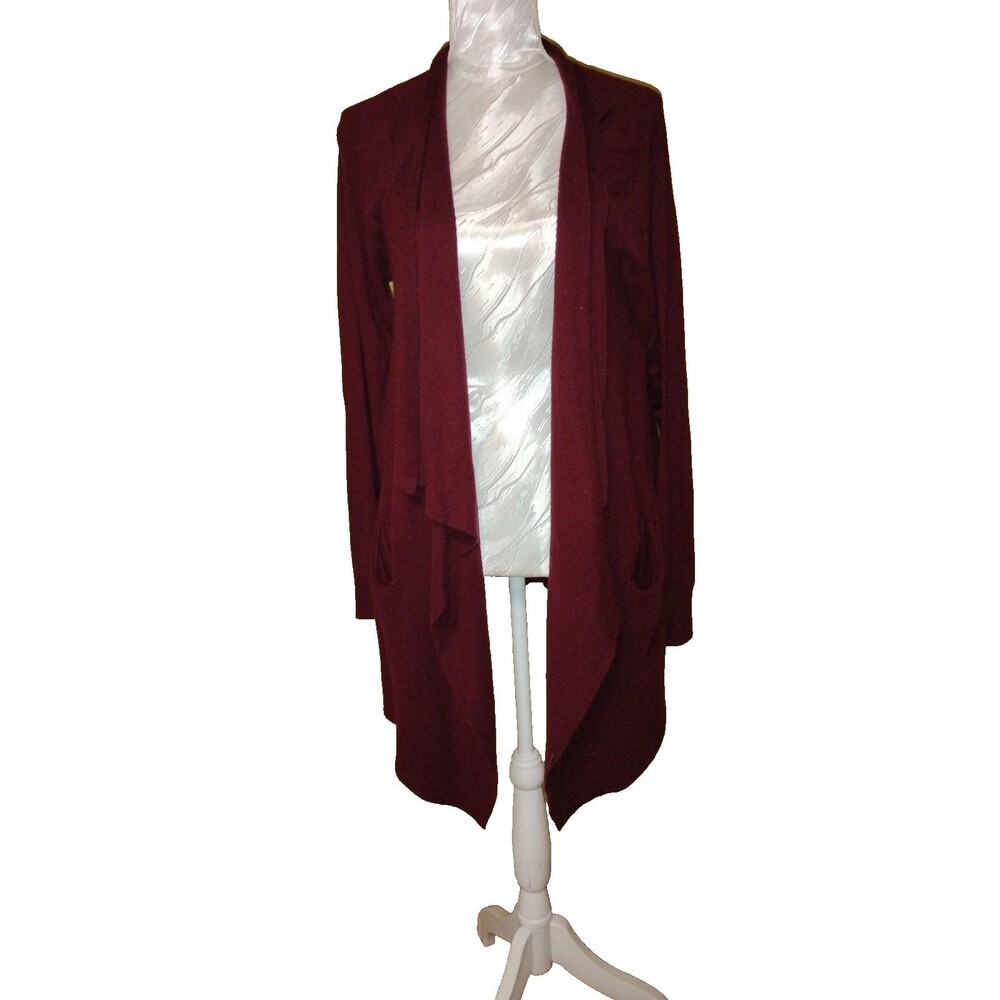ana Cardigan Womens XL Burgundy Whimsigoth Vamp Light Open Pockets Asymmetrical